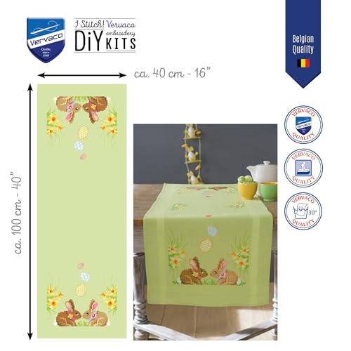 Kit broderie complet chemin de table Pâques avec patron imprimé adulte