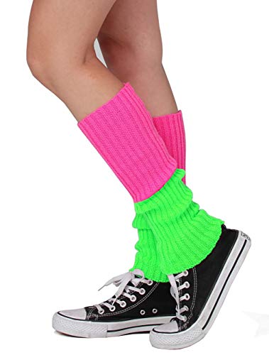 Image of Kid Girl I Love 80s T-Shirt 1980s Star Sequin Tutu Skirt with Neon Necklace Bow Headband Hair Clip Set (10 /12, Style 2-Rainbow)