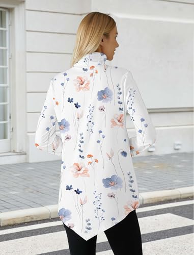 Image of JUSTFASHIONNOW Turtle Neck Shirts for Women Long Sleeve Fall Tunic Tops