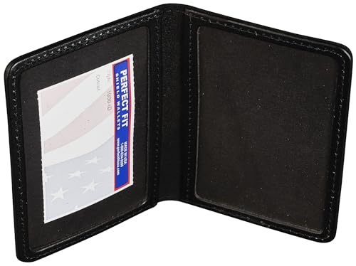 Perfect Fit Shield Wallets 2 ID Leather License Holder Bifold Double I.D. Credit Card Gun Permit For Larger Cards Slim Wallet Case (Black)4