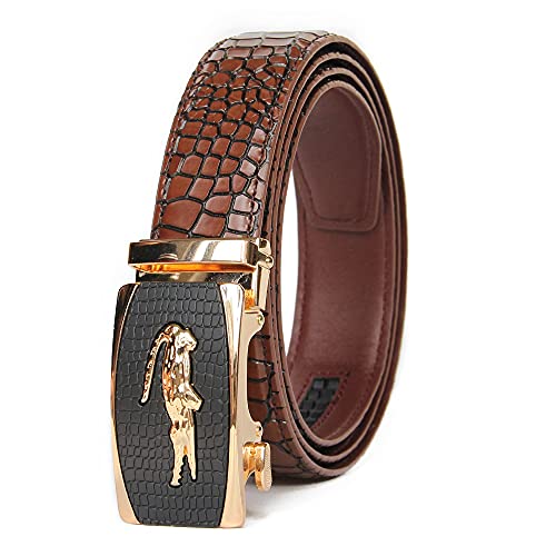 Image of Mens Belt, Ratchet Belts Adjustable Automatic Buckle PU Leather belt for men - Trim to Fit