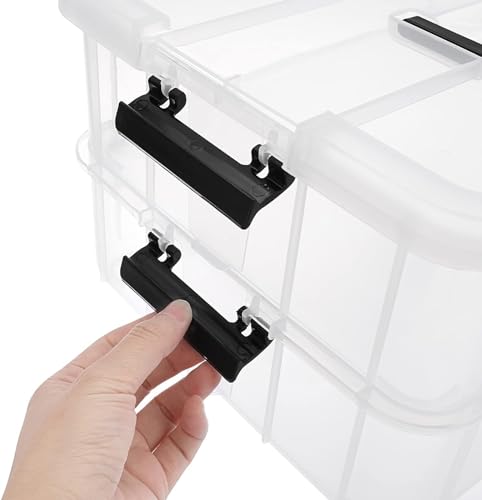 Image of COOFANDY Plastic 2 Layer Stack & Carry Box, Portable Storage Container Box | Handled Organizer Storage Box for Organizing Stationery, Sewing, Art & Craft, Jewelry and Beauty (Multicolor)