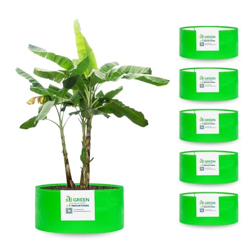 Image of HDPE Grow Bags for Plants 24X12 Inch (Pack of 6) | 260 GSM Heavy Duty UV-Protected Round Green Colour Plant Bags for Terrace and Vegetable Gardening | Strong & Reusable|