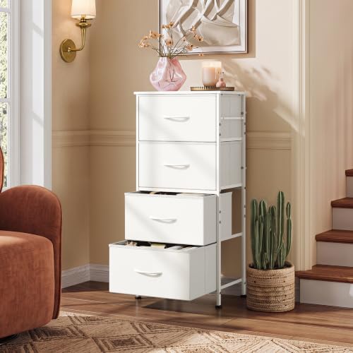 Image of WLIVE Small Dresser Nightstand for Bedroom, 4 Drawers, White