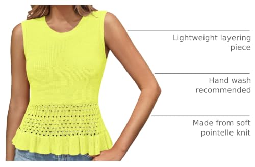 Image of Saodimallsu Womens Crochet Tank Top Sweater Vest | Sleeveless,Crew Neck,Pullover Top, Ruffle,Boho,Knit,Beach Vacation Outfits