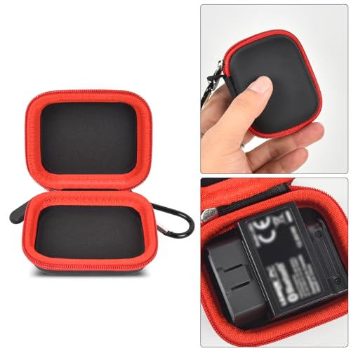 Image of Car and Auto Mini Carry Case Compatible with BlueDriver Bluetooth Pro /Pro Next Gen OBDII OBD2 Scan Tool Monitor for iPhone & Android (Black+Red Zipper)