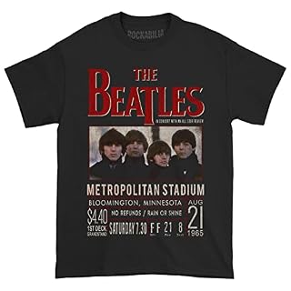 Rockabilia Beatles Metropolitan Stadium T-shirt pour homme Coupe ajustée Noir - Les Beatles, Paul McCartney, John Lennon, RIngo Starr, George Harrison