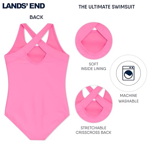 Image of Lands' End Girls' UPF 50+ Stretch Crisscross Back One Piece Swimsuit
