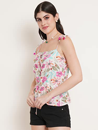 Image of FABRIC FITOOR Women's Cotton White Color Sleeveless Short Crop Top