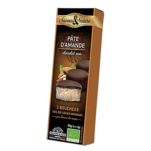 Saveurs & Nature - Pâte D'Amande Enrobée De Chocolat Noir - 3X15G - Unité