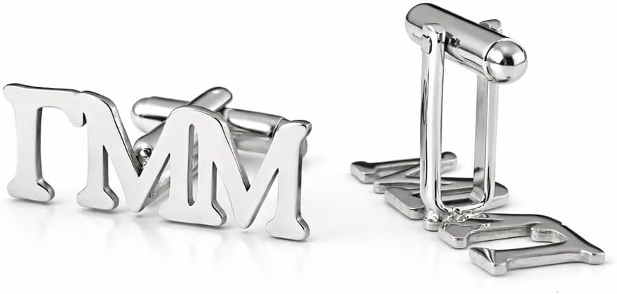 Custom Initial Cufflinks – Personalized 925 Sterling Silver Cufflinks – Men’s Wedding, Groom & Anniversary Gift