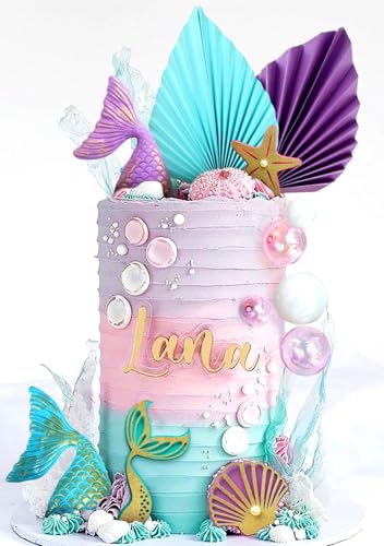 Decoración para tartas de sirena para adornar tartas infantiles y mesas de dulces de cumpleaños 6