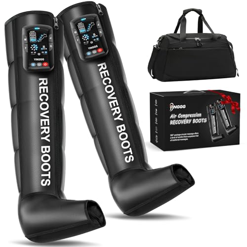 YINGGG Leg Compression Massager with Heat, Cordless Recovery System for Improved Circulation and Fast Recovery, Professional Foot and Leg Massage Boots with 5 Massage Areaes(Two Legs)-Medium
