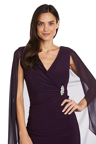 Image of R&M Richards Women's Knee-Length Wrap Dress W /Rhinestone Waist Detail & Chiffon Duster Cape