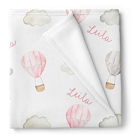 Lovable Gift Co Hot Air Balloons Personalized Baby Receiving Swaddle Blanket, Pink Cover