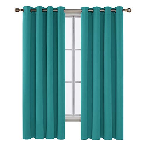 Image of Deconovo Blackout Curtain Room Darkening Panel for Bedroom or Living Room Grommet Thermal Insulated Lighting Reduce Drape 52 x 84 Inch Turquoise 1 Panel