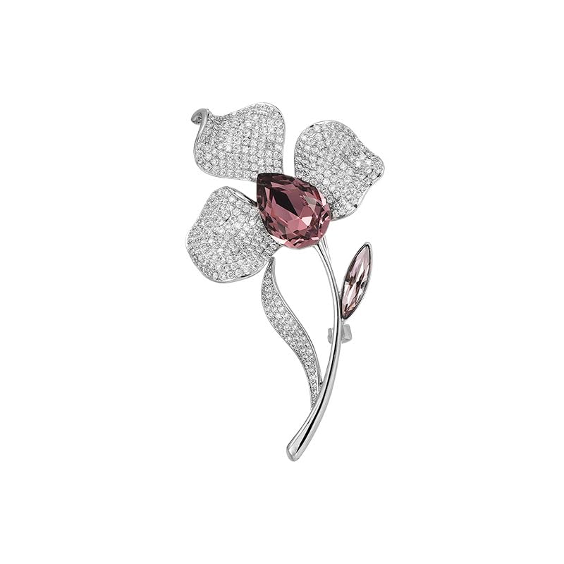 Image of Rhinestone Leaf Brooch Pins - Crystal & Gold-plated Lapel Pin Jewelry for Women - Birthday Gift for Wife or Friends