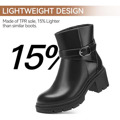 Wide Width Ankle Boots for Women Low Heel Chunky Booties for Women Fall Shoes with Side Zipper4