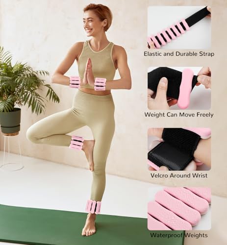 Image of Ankle & Wrist Weights for Women Men, Set of 2, 1 lb /2 lb Each | Adjustable Arm & Leg Weights, Soft Silicone Weighted Bracelet For Pilates Yoga Dance Walking Running Swimming Weight Loss