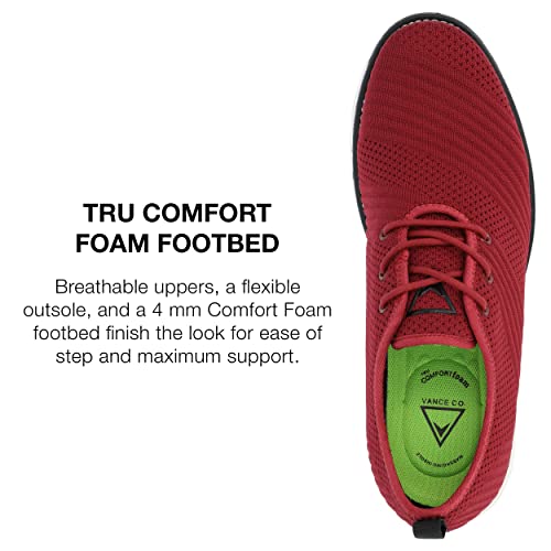 Vance Mens Novak Wide Width Tru Comfort Foam Knit Lace-up Round Toe Dress Shoe Red4