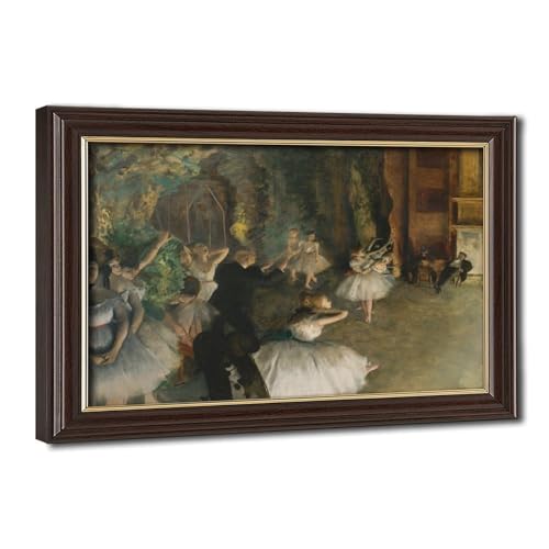 Impression sur toile Degas La répétition du ballet sur scène avec cadre de salon