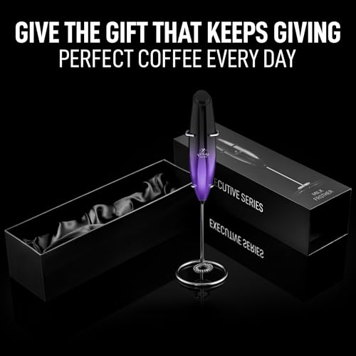 Image of Zulay Kitchen Executive Series Luxury Gift Milk Frother - Handheld Electric Foam Maker for Coffee, Lattes & Hot Chocolate - Deluxe Finish, Great Gift for Coffee Lovers