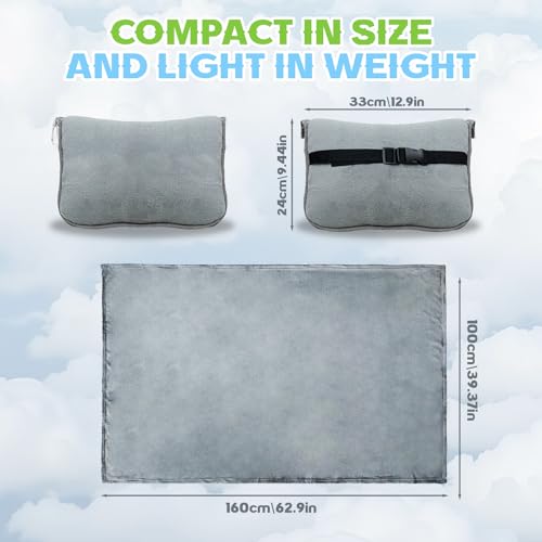 2 in 1 Travel Blanket and Pillow, Soft Micro Plush Portable Airplane Blanket, Ultralight Travel Blanket, Compact Foldable Flannel Blanket for Flights, Car, Business Trips - Image 3