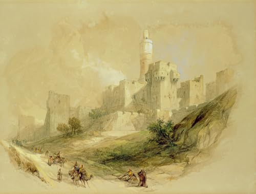 Pintura mural lienzo de Jerusalén vintage para decoración del hogar y dormitorio, 60x90cm