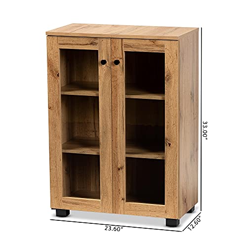 Baxton Studio Mason Storage Cabinet, Oak Brown/Black #TOP2