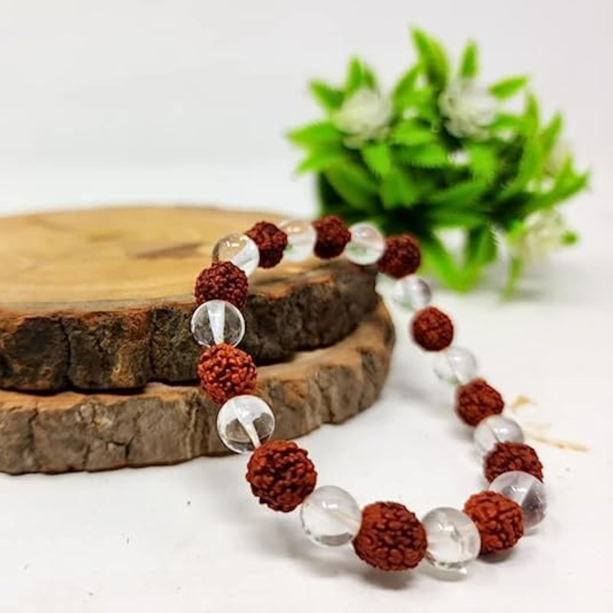 Sphatik Rudraksha Bracelet with Brown Bead Quartz, Blessed