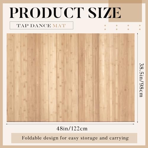 Drydiet Tap Dance Board 3.22 x 4 ft Portable Dance Floor Mat for Home Practice 8mm Thick Solid Bamboo with Clear Sound Large Heavy Duty Flooring Professional Exercise(Natural,Solid Color)