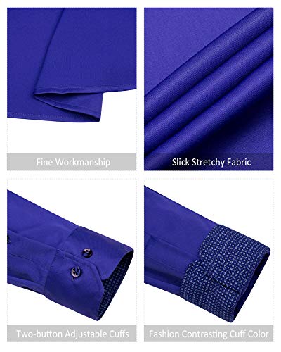 Alimens & Gentle Men's Long Sleeve Dress Shirts Wrinkle-Resistant Regular Fit Flex Button Down Shirt， Color: Flex-Royal Blue, Size: Small #TOP6