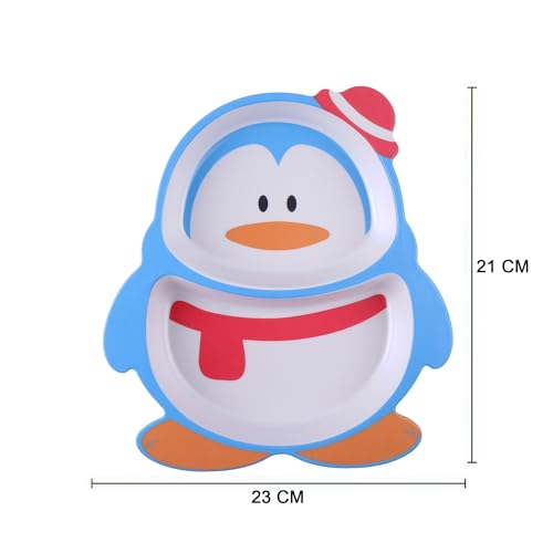 Image of Bamboo Kids Feeding Set of 5 |Kids Crockery Set Tableware |Baby Utensils and Dishes Set | Eco-Friendly |Organic & Natural (Paddy- The Penguin)