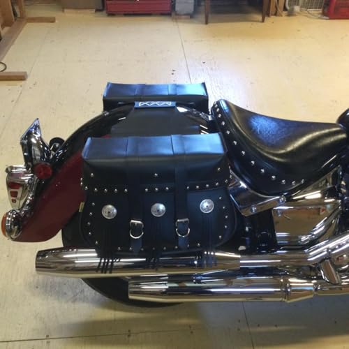 Image of Willie & Max Dowco 58380-00 American Classic Series: Synthetic Leather Straight Motorcycle Saddlebag Set, Black, Universal Fit, 30 Liter Capacity