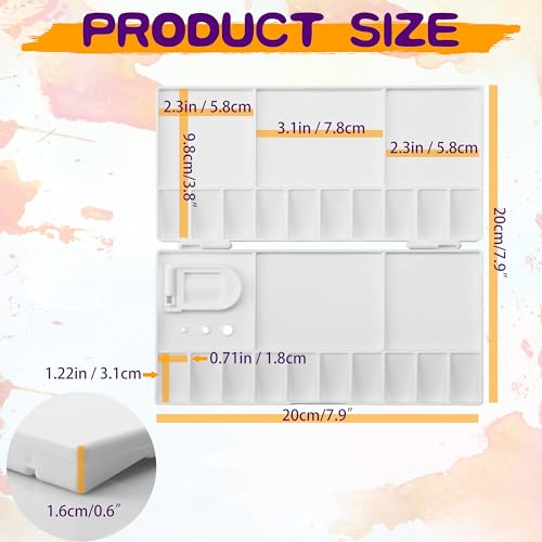 Halobios Mischpalette mit Griffloch und 20 Farbfeldern und 5 Mischfeldern, Klapppalette geeignet für Gouache- und Acrylfarben für Schüler und Kinder, Anfänger und Künstler