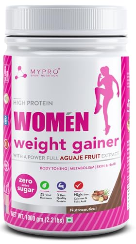 Mypro Sport Nutrition High Protein Women Weight Gainer For Increase Muscle With Full Power With (24 Vital Nutrients,3 Best Qaulity Protien) For Women (Caffe Mocha - 1000 Gm)