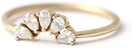 Pear Cut Diamond Wedding Ring, Pear Engagement Ring, Diamond Cluster Ring, Cluster Engagement Ring, Multi Stone Ring, Diamond Flower Ring