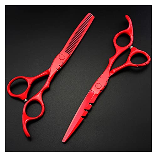 Ciseaux de coiffeur amincissants 6 pouces avec lames haute précision rouges