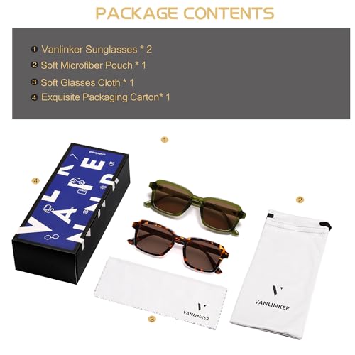 Image of VANLINKER Polarized Trendy Square Sunglasses for Women Men 2026 Retro Chic Cute Shades VL9849