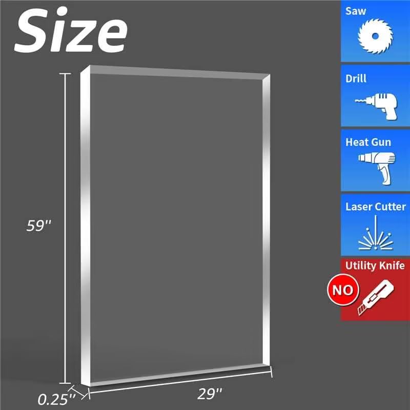 Image of Art3d 2-Pack of 29 x 59 inch PET /Plexiglass Sheets, 1 /4 inch Thick Clear PET Sheets for Art Design, Craft Projects, Signs, DIY in Home, Wedding, Festival, Party, Office