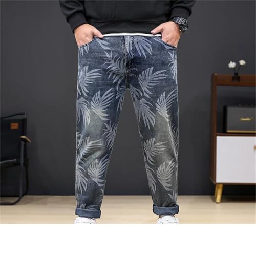 Men's Printed Casual Stretch Denim Plus Sizes Loose Fat Pants2