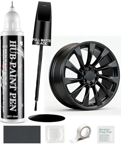 Amiss Full Matte Black Rim Repair Kit, Wheel Paint and Rim Paint Touch Up Pen for Curb Rash, Universal Alloy Wheel Scratch Repair for Scratches and Scuffs, Car Accessories (Full Matte Black)