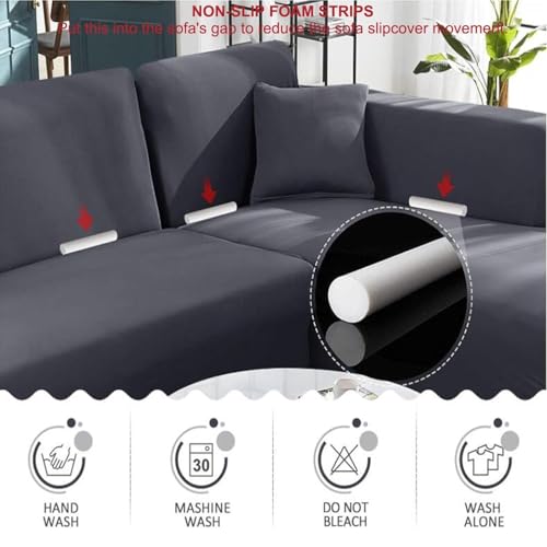Housse de canapé d'angle extensible bleu 1 place 90-140cm imperméable universelle - 7