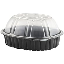 4110600 Anchor Packaging Large Vented Chicken Roaster Combo Pack Black Base Clear Lid 170 / 170