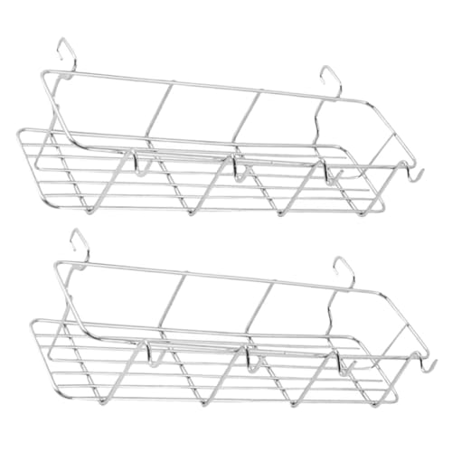 HEMOTON 2Pcs Outdoor Stainless Steel Grill Side Spice Basket Hanging Organizer for Seasoning Storage Easy to Install and Remove for Barbecue Picnic and Camping