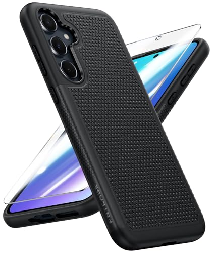 Image of FNTCASE for Galaxy A35-5G Phone Case - Military Grade Drop Protection, 14ft Drop Tested, Screen Protector Included, Anti-Slip Textured, TPU+PC Dual Layer Shockproof Samsung a35 Case Cover (Black)
