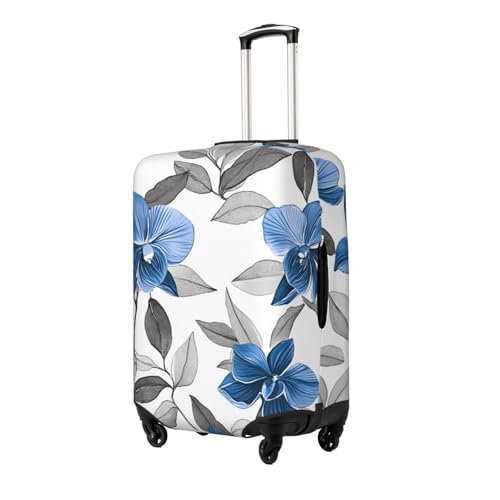 Floral Blue Gray Print Travel Luggage Cover Elastic Baggage Protector For Men Women Fits 18-21 Inch Luggage Suitcase Covers2