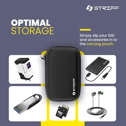 Image of STRIFF DriveGuard - Premium Shock-Resistant 2.5″ External Hard Drive Protection Pouch | Shockproof, Water-Resistant PU Travel Pouch for HDD, SSD, Hard Disk, USB Drive & Accessories | Travel Friendly