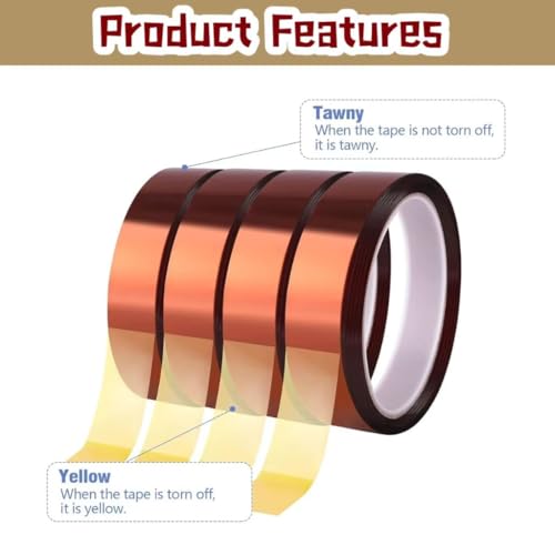 Image of 1 Roll High-Temperature Resistant Tape 2inch x 33m(108ft), No Residue Heat-Resistant Tape for Electric Task, 3D Printing, Soldering, Sublimation, Masking,No Residue