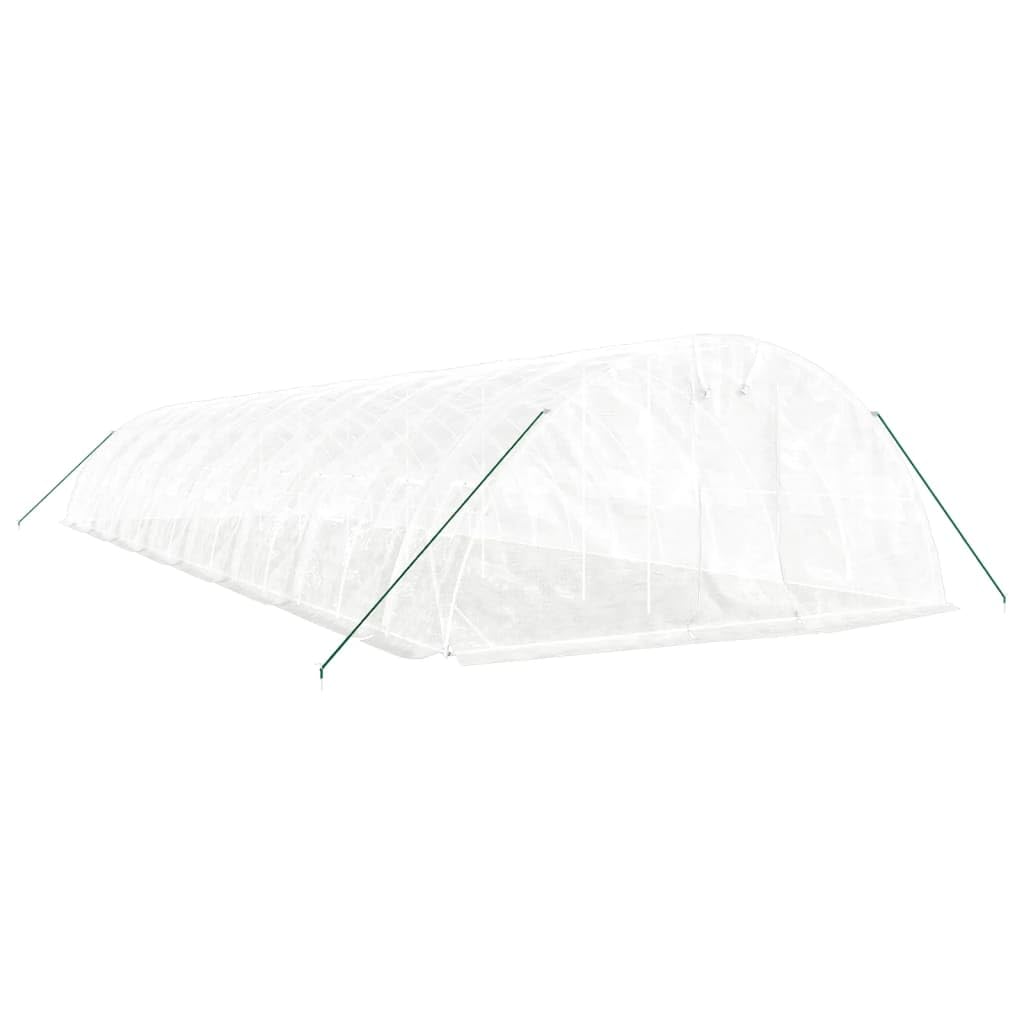Szklarnia ze stalową ramą, biała, 80 m², 16 x 5 x 2,3 m, tunel foliowy z PE 140 g m², odporny na rozdarcie domek dla roślin do domku na pomidory, domek do uprawy pomidorów, do uprawy